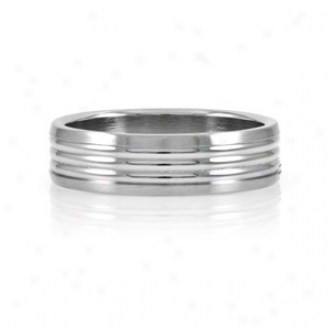 Emitations Nick's Wide Grooved Stainless Steel Men's Ring, 11