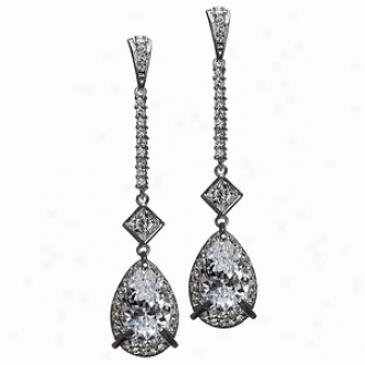 Emitations Prisca's Antique Pear Drop Cz Dangle Earrings, Silver