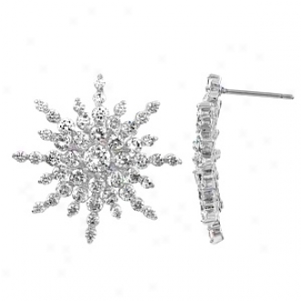 Emitations Raine's Starburst Cz Fancy Knob Earrings, Starburst