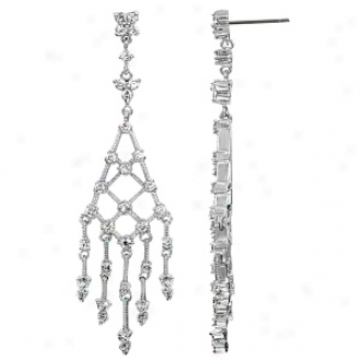 Emitations Reagan's Cz Net Chandelier Earrings, Silver Tone