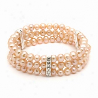 Emitations Regina's Freshwater Pearl Bracelet Peach, Peach