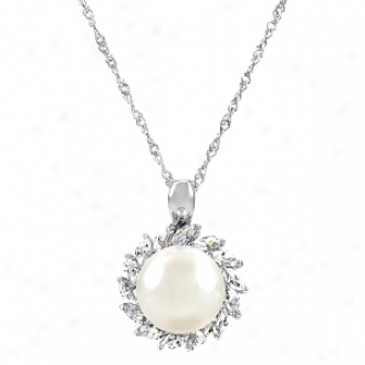 Emitations Reijo's Hinged Faux Pearl And Cz Necklace, Silver Tone