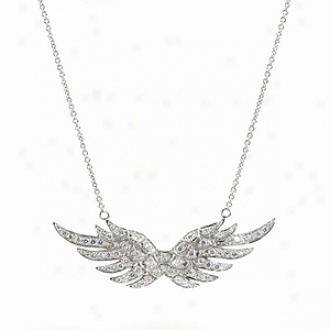 Emitations Rihanna Inspired Pave Angel Wing Necklace, Silver