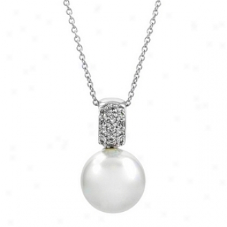 Emitations Robin's Cz & Pearl Pendant Necklace, Silver Tone