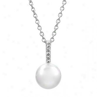 Emitations Roz's Cz & Pearl Pettite Pendant Necklace, Silver Tone