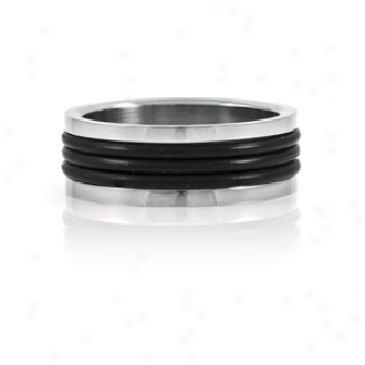 Emitations Seth's Mourning Rubber Stainless Steel Men's Ring, 10