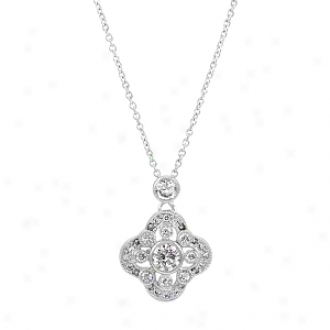 Emitations Sheeba&#O39;s Vintage Cz Pendant Necklace, Silver Tone