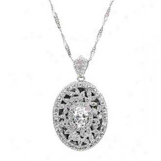 Emitations Sonora's 1.25 Ct Oval Cut Cz Locket Necklace, Silver Tone