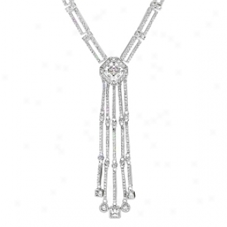 Emitationa Tippi's 1.5 Ct Fancy Danlge Necklace - 18 Inch, Silver Tone