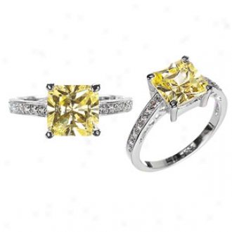 Emitations Trista's Princess Cut Cz Promise Ring - Canary, 7