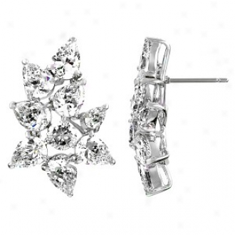 Emitations Willow's Pearr Cut Cz Post Back Earrings, Silver Tone