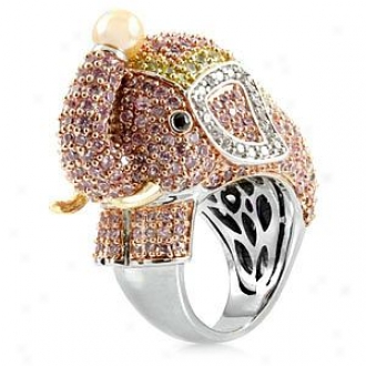 Emitations Zoelle's Pink Elephant Cocktail Ring - Silver Tone, 6