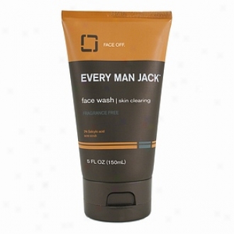 Every Man Jack Face Wash Skin Clearing, 2% Salicylic Acid Acne Cleanser, Fragrance Free