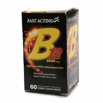 Fast Acting Vitamin B12 2500 Mcg, Quick Diwolve Tablets, Cherry