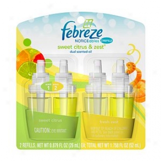 Febrezee Noticeables, Dual Scented Oils, Refill, Sweet Citrus/fresh Zest