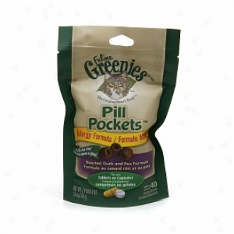 Feline Greenies Pill Pockets Allergy Formula, 40 Capsules, Roasted Duck And Pea Formula