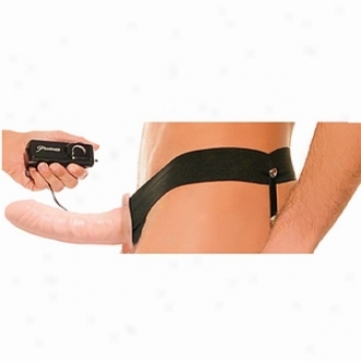 Fetish Fantasy Vibrating Hollow Flesh Color Strap-on For Him Or Her With Free Love Mask