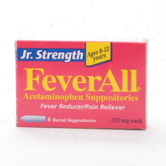 Feverall Acetaminophen Suppositories, Jr Strength Ages 6 -12 Years