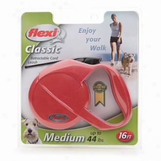 Flexi Usa Classic Retractable Cord Leash, Medium Dogs Up To 44 Lbs, 16ft, Red