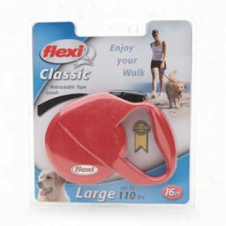 Flexi Usa Classic Retractable Tape Leash, Large Dogs Up Ti 110 Lbs, 16ft, Red