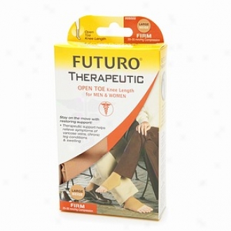 Futuro Knee-high, Firm Support Medical Hosiery, Open Toe, Beige, Large