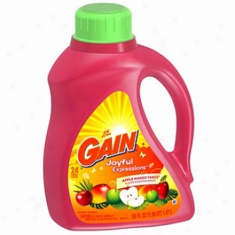 Gain Liquid Detergent, 2x Concentrated, Joyful Expressions Apple Mango Tango, 24 Load