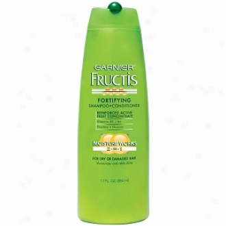 Garnier Fructis Haircare Fortifying 2-in-1 Shampoo + Conditioner, Dry Or Damaged Hair