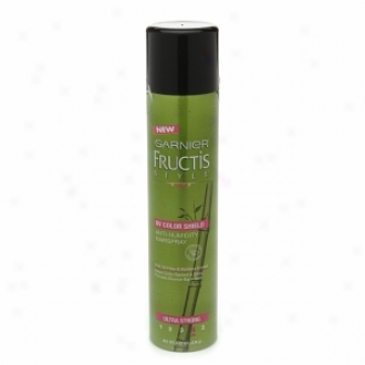 Garnier Fructis Style Anti-humidity Hairspray Through  Uv Color Shield, Ultra Alcoholic  Hold