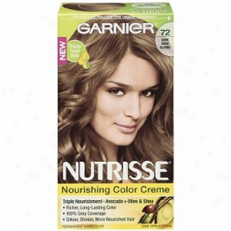 Garnier Nutrisse Level 3 Permanent Creme Haircolor, Dark Beige Blonde 72 (Perfume Latte)