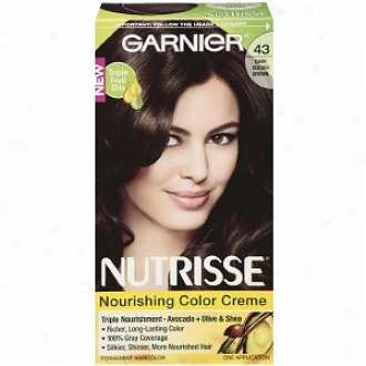 Garnier Nutrisse Level 3 Permanent Creme Haircolor, Dark Golden Brown 43 (cocka Bean)