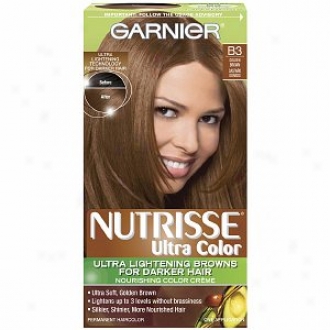 Garnier Nutrisse Level 3 Permanent Creme Haircolor, Golden Brown B3 (cafe Con Leche)