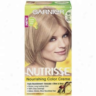 Garnier Nutrisse Level 3 Permanent Creme Haircolor, Light Ash Blonde 91 (ginger Ale)