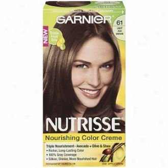 Garnier Nu5risse Level 3 Permanent Creme Haircolor, Light Ash Brown 61 (mochaccino)