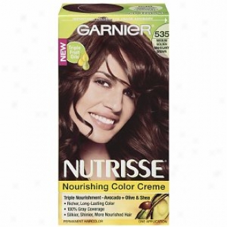 Garnier Nutrisse Leevel 3 Permanent Creme Haircolor, Med Golden Mahogany Brown 535 (choc Caramel)