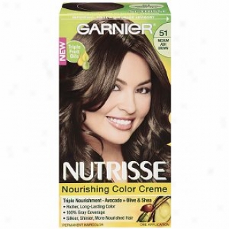 Garnier Nutrisse Level 3 Permanent Creme Haircolor, Medium Ash Brown 51 (cool Tea)