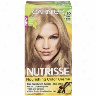 Garnier Nutrisse Level 3 Permanent Creme Haircolor, Medium Natural Blonde 80 (butternut)