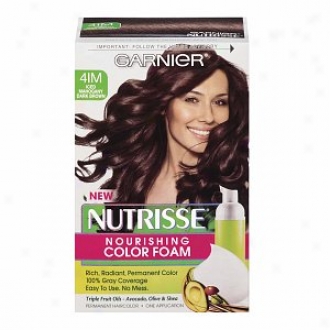 Garnier Nutrisse Nourishing Color Foam Permanent Haircolor, Iced Mahogany Dark Brown 4im