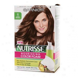 Garnier Nutrisse Nourishing Color Foam Permanent Haircolor, Light Brown 6