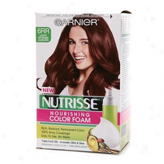 Garnier Nutrisse Nourishing Color Foam Permanent Haircolor, Light Intense Auburn 6rr