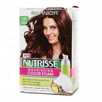 Garnier Nutrisse Nourishing Color Foam Permanent Haircolor, Medium Auburn 5r