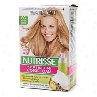 Garnier Nutrisse Nourishing Color Foam Permanent Haircolor, Medium Golden Blonde 8g