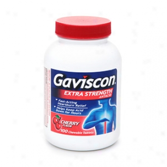 Gaviscon Extra Strength Chewable Antacid Tablets, Cherry, Cherry Flavor