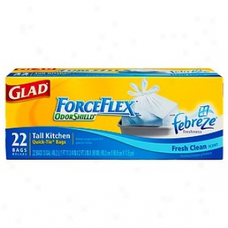 Glad Force Flex Tall Kitchen Quick-tie Bags Odor Shield With Febreze Freshness Fresh Scent, 13 Gallon