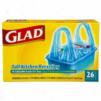 Glad Tall Kitchen Bags, Handle-tie, 13 Gallon, Blue