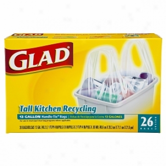 Glad Tall Kitchen Bags, Handle-tie, 13 Gallon, Clear