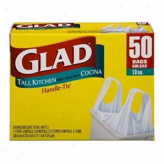 Glad Tall Kitchen Bags, Handle-tie, 13 Gallon, White