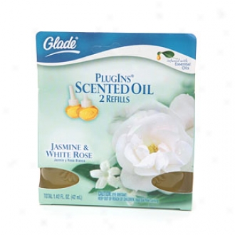 Glade Plugins Scented Oil Refill, 2 Pack, Jasmine a∓ White Rose
