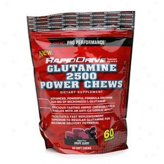 Gnc Pro Performance Rapiddrive Glutamine 2500 Power Chews, Soft Chews, Grape Berry