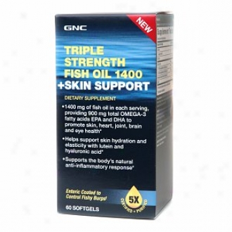 Gnc Triple Strength Fish Oil 1400 + Skin Support, Softgels