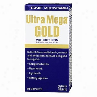 Gnc Utra Mega Gold Without Iron Multivitamin, Caplets